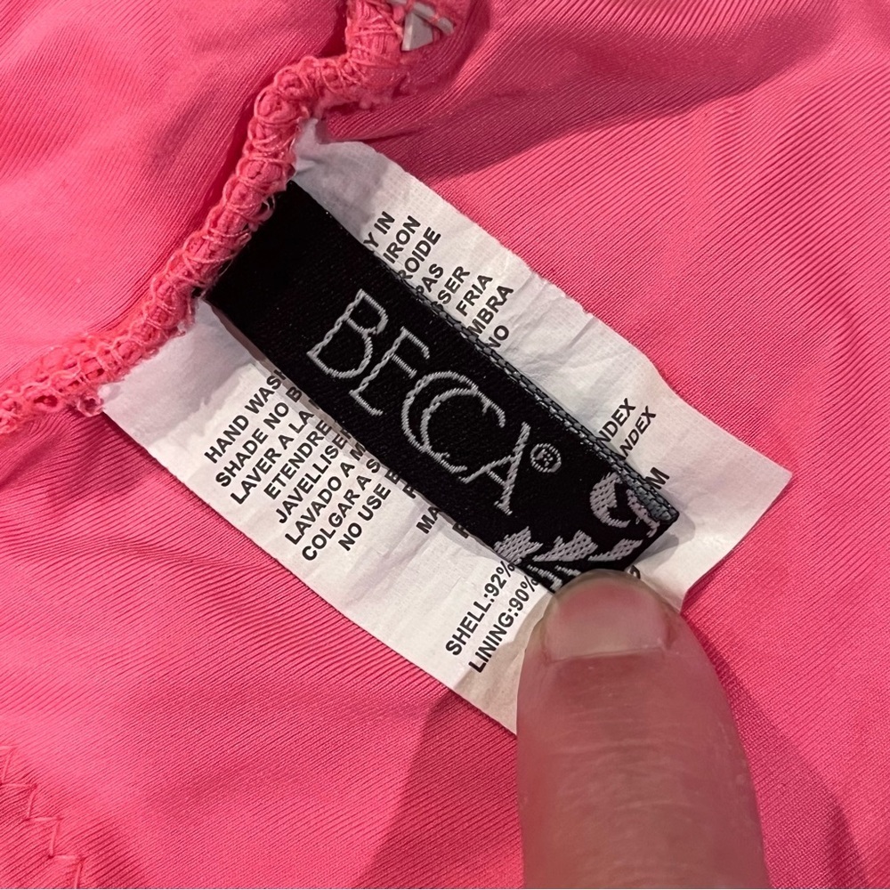 BECCA By Rebecca Virtue Pink One Piece Ribbed Strappy Cut Out Swimsuit — Large - Picture 11 of 14